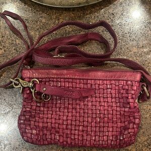Frye Woven Leather Crossbody Bag in Wine